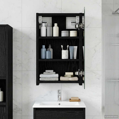 Bathroom Mirror Cabinet Black Oak 30 x 10.5 x 50 cm