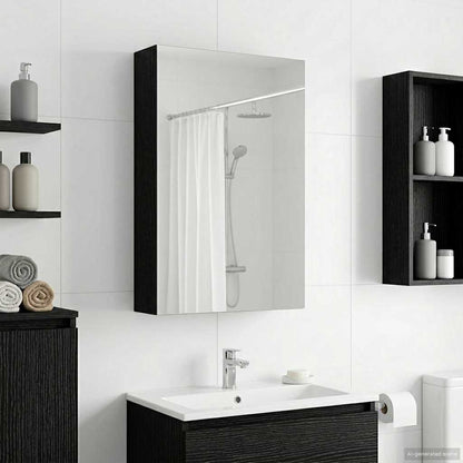 Bathroom Mirror Cabinet Black Oak 30 x 10.5 x 50 cm