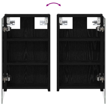 Bathroom Mirror Cabinet Black Oak 30 x 10.5 x 50 cm