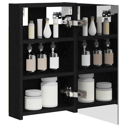 Bathroom Mirror Cabinet Black Oak 30 x 10.5 x 50 cm