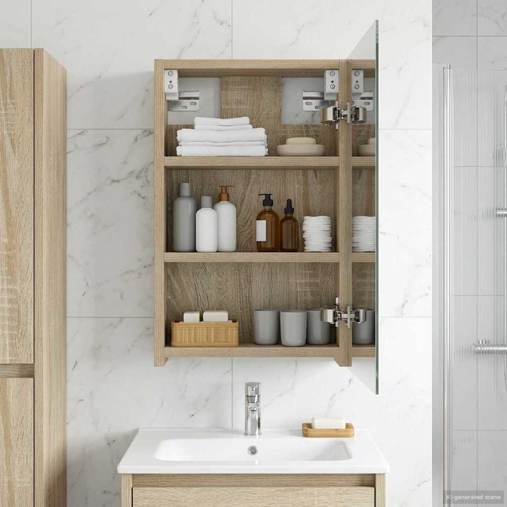 Bathroom Mirror Cabinet Sonoma Oak 30 x 10.5 x 50 cm