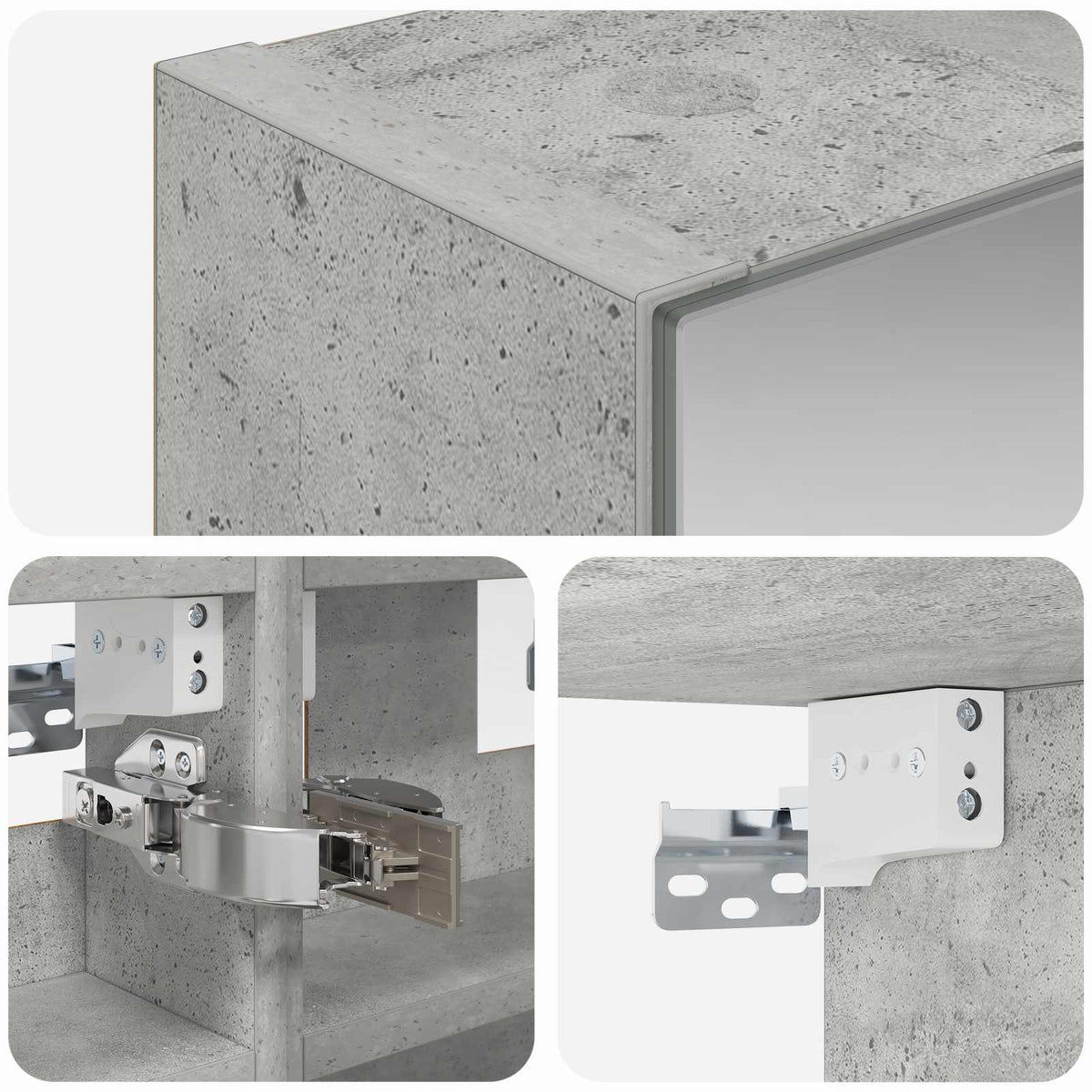 Bathroom Mirror Cabinet Concrete Grey 30 x 10.5 x 50 cm
