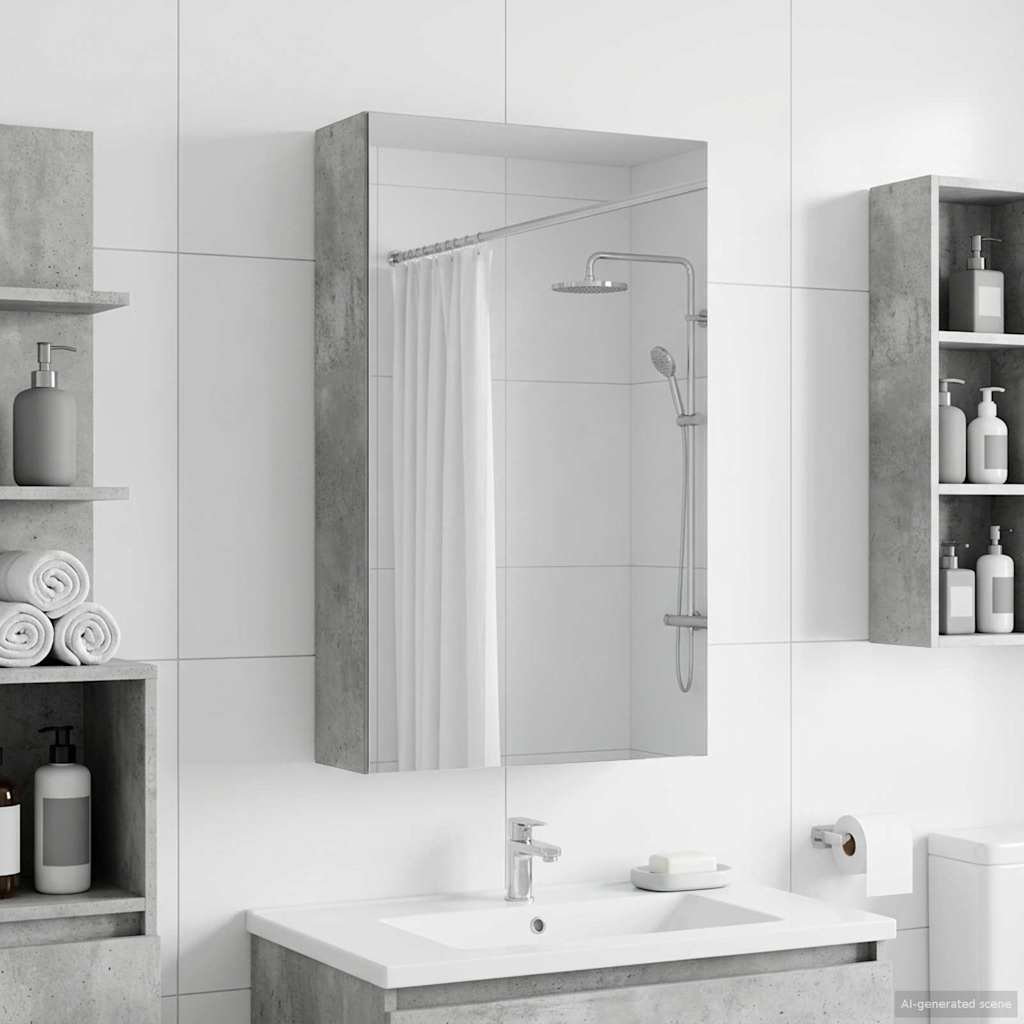 Bathroom Mirror Cabinet Concrete Grey 30 x 10.5 x 50 cm