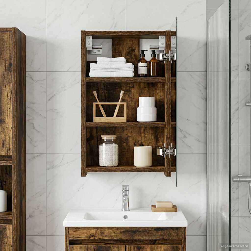 Bathroom Mirror Cabinet Smoked Oak 30 x 10.5 x 50 cm