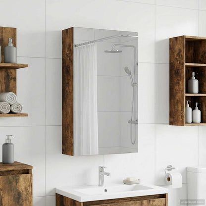 Bathroom Mirror Cabinet Smoked Oak 30 x 10.5 x 50 cm