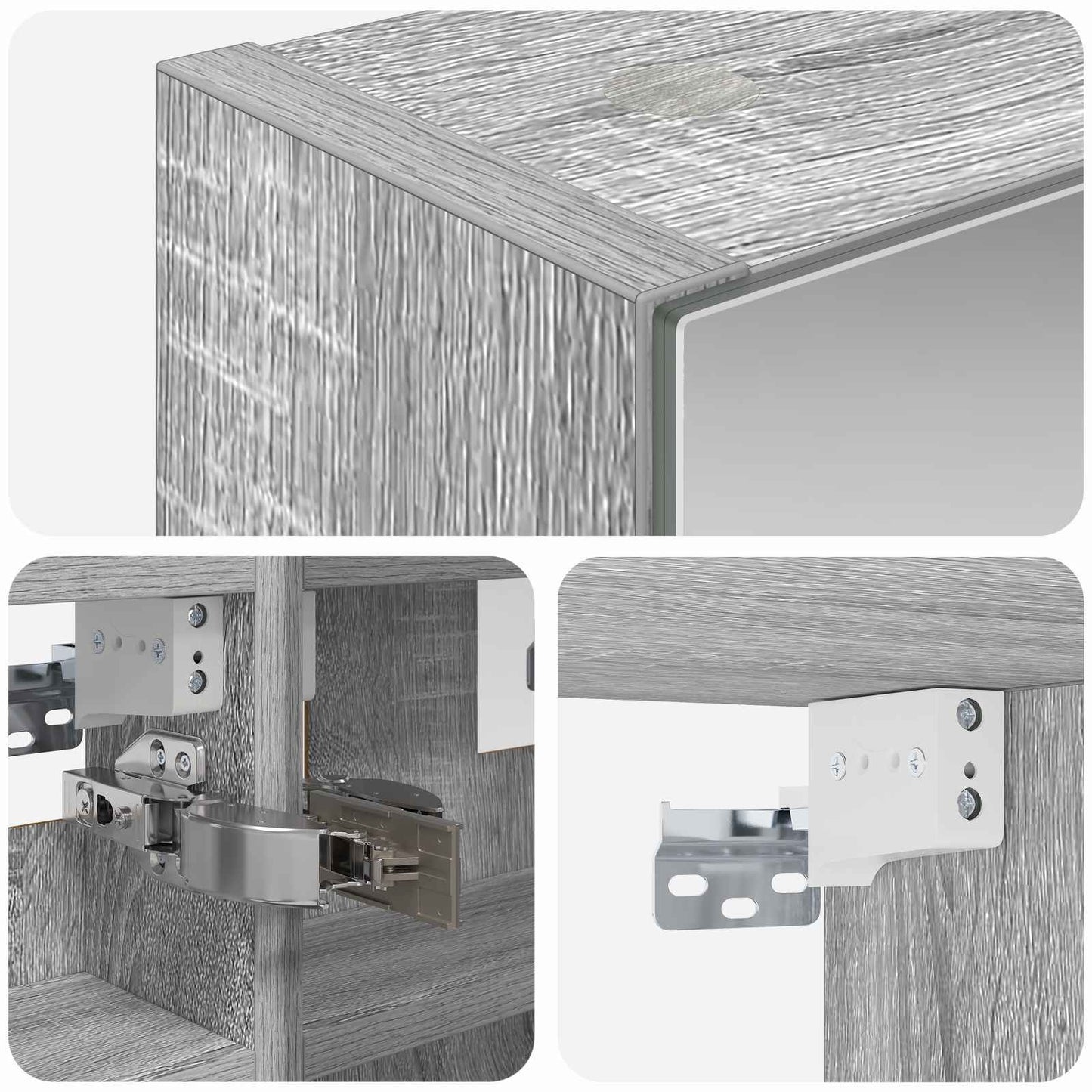 Bathroom Mirror Cabinet Grey Sonoma 30 x 10.5 x 50 cm