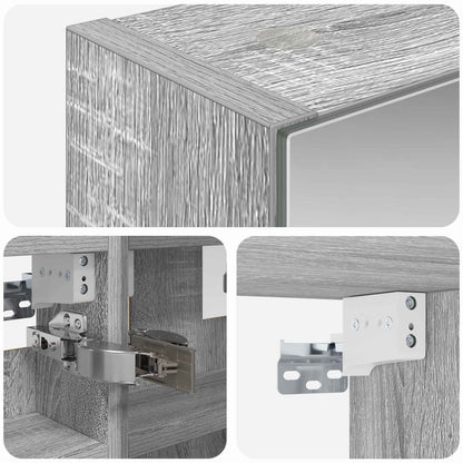 Bathroom Mirror Cabinet Grey Sonoma 30 x 10.5 x 50 cm