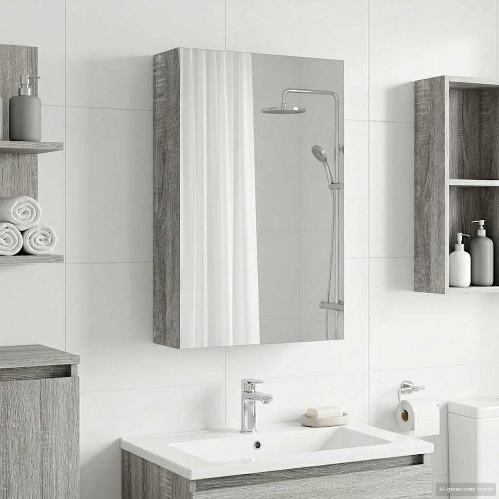 Bathroom Mirror Cabinet Grey Sonoma 30 x 10.5 x 50 cm