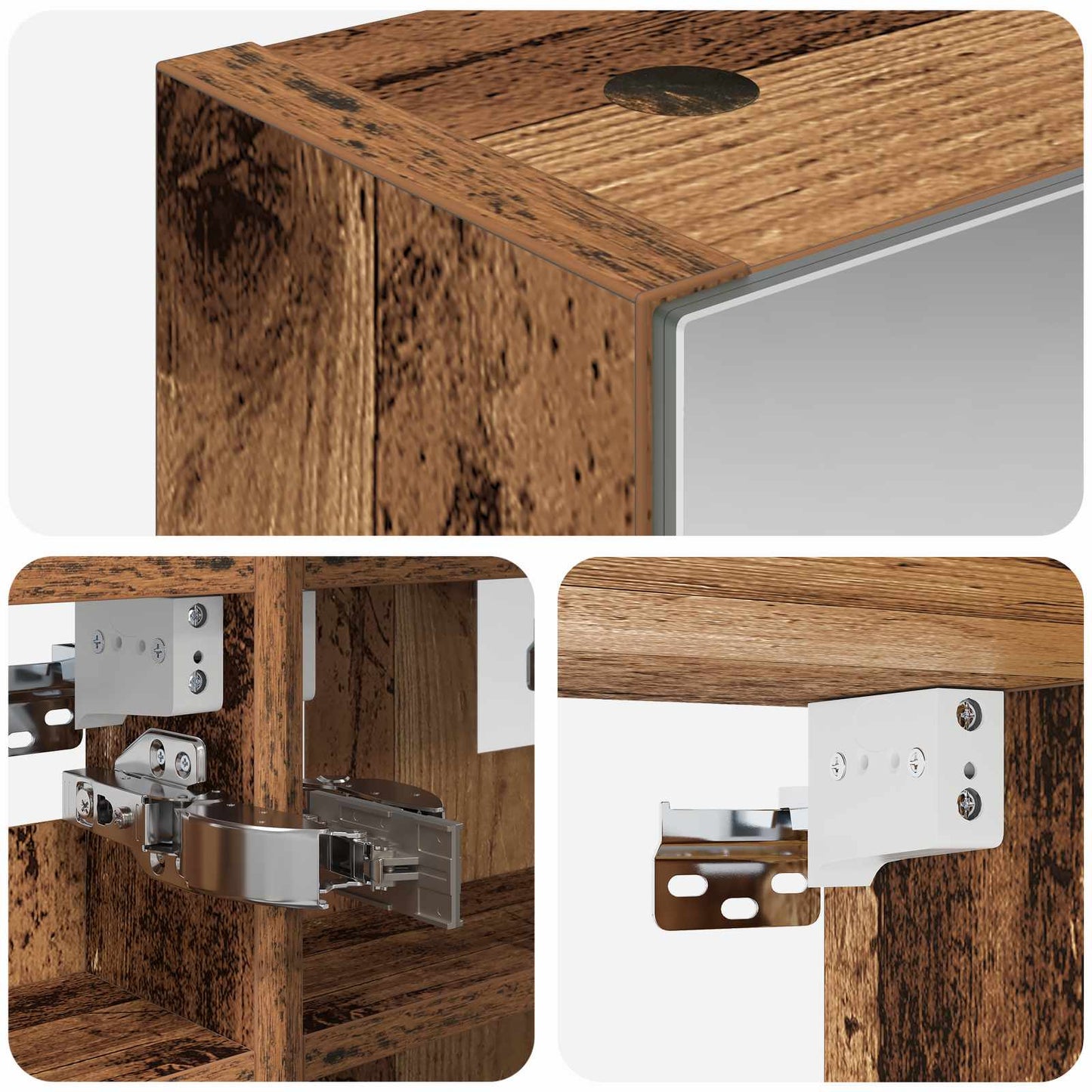Bathroom Mirror Cabinet Old Wood 30 x 10.5 x 50 cm