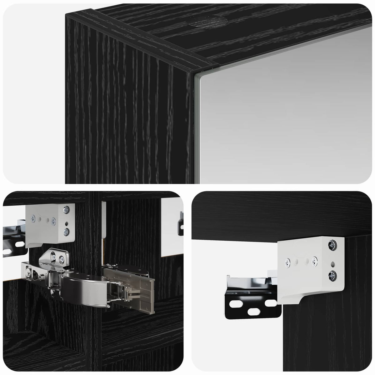 Bathroom Mirror Cabinet Black Oak 30 x 10.5 x 50 cm