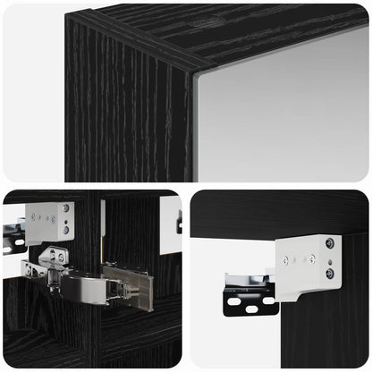 Bathroom Mirror Cabinet Black Oak 30 x 10.5 x 50 cm