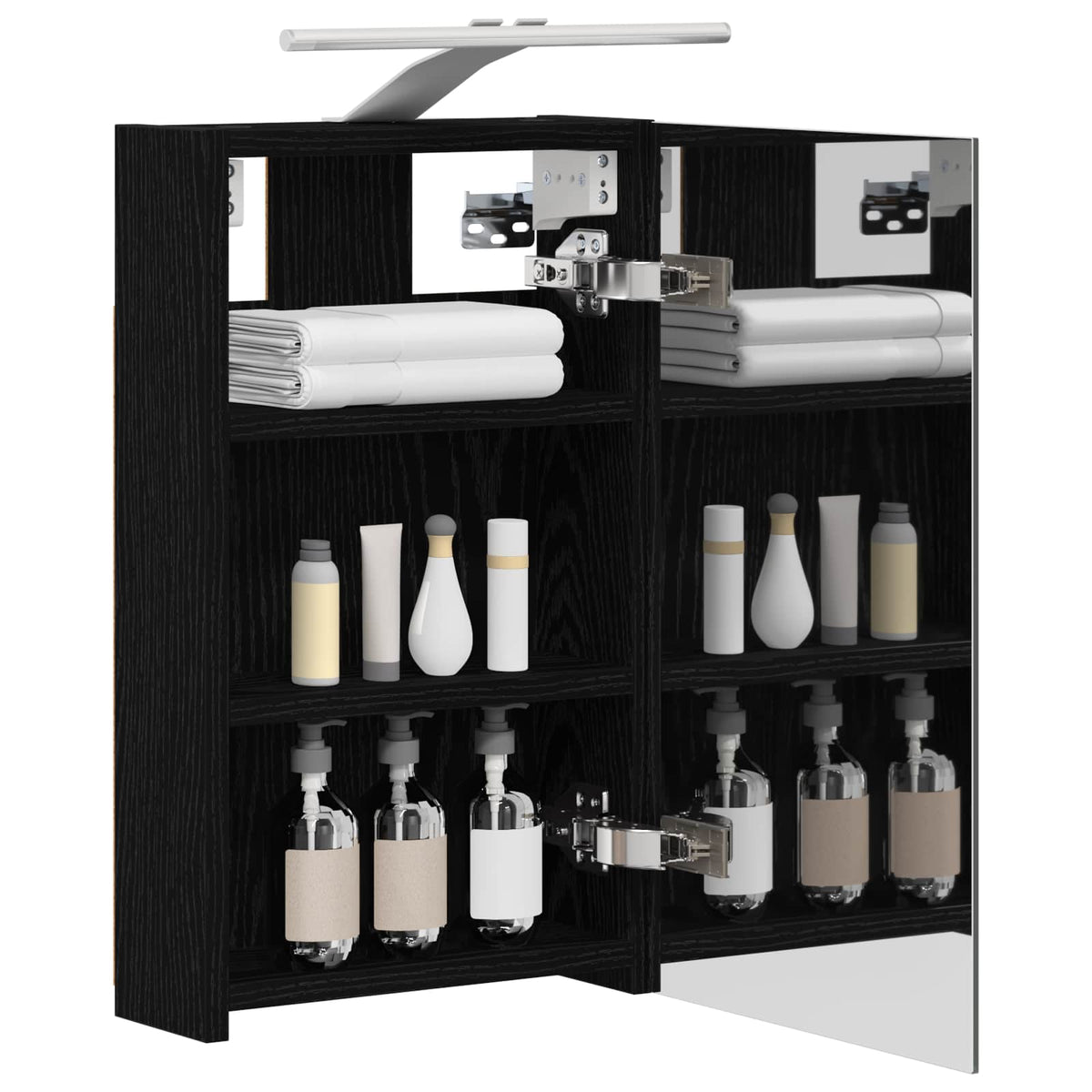 Bathroom Mirror Cabinet Black Oak 30 x 10.5 x 50 cm