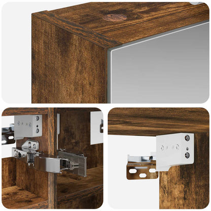 Bathroom Mirror Cabinet Smoked Oak 30 x 10.5 x 50 cm