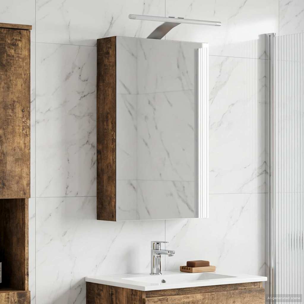 Bathroom Mirror Cabinet Smoked Oak 30 x 10.5 x 50 cm