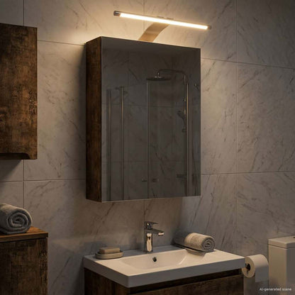 Bathroom Mirror Cabinet Smoked Oak 30 x 10.5 x 50 cm