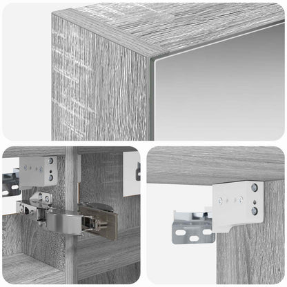 Bathroom Mirror Cabinet Grey Sonoma 30 x 10.5 x 50 cm
