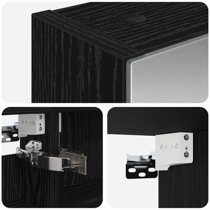 Bathroom Mirror Cabinet Black Oak 40 x 10.5 x 60.5 cm
