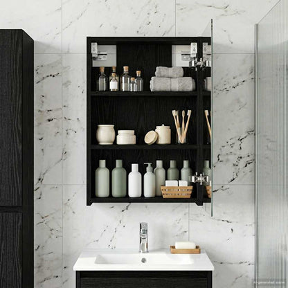 Bathroom Mirror Cabinet Black Oak 40 x 10.5 x 60.5 cm