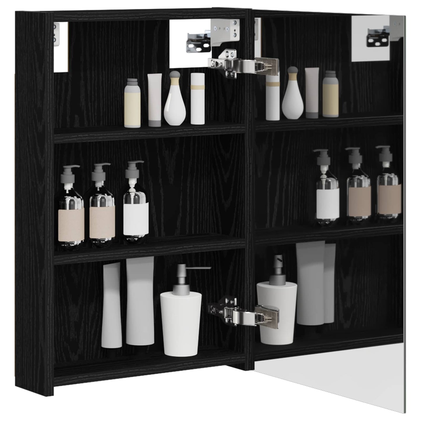 Bathroom Mirror Cabinet Black Oak 40 x 10.5 x 60.5 cm