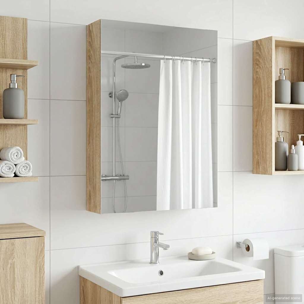 Bathroom Mirror Cabinet Sonoma Oak 40 x 10.5 x 60.5 cm