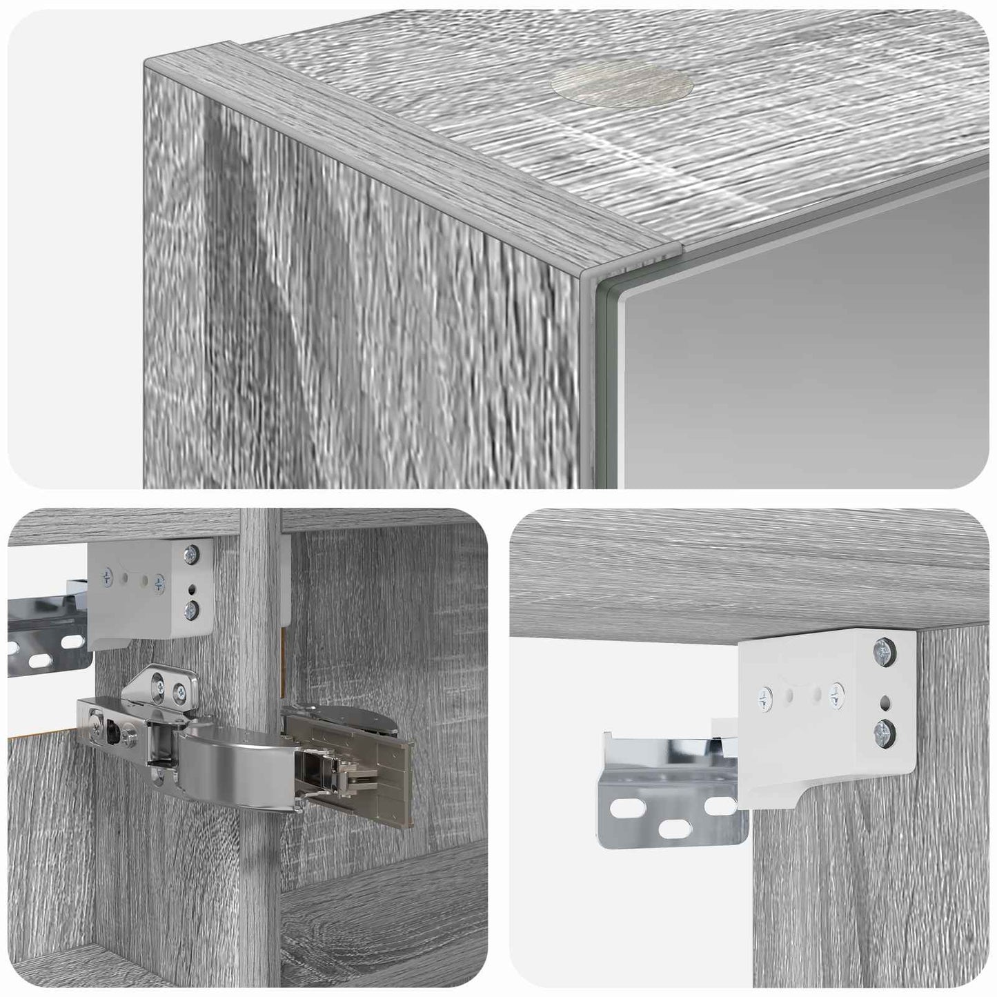Bathroom Mirror Cabinet Grey Sonoma 40 x 10.5 x 60.5 cm