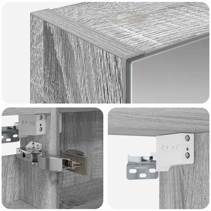 Bathroom Mirror Cabinet Grey Sonoma 40 x 10.5 x 60.5 cm