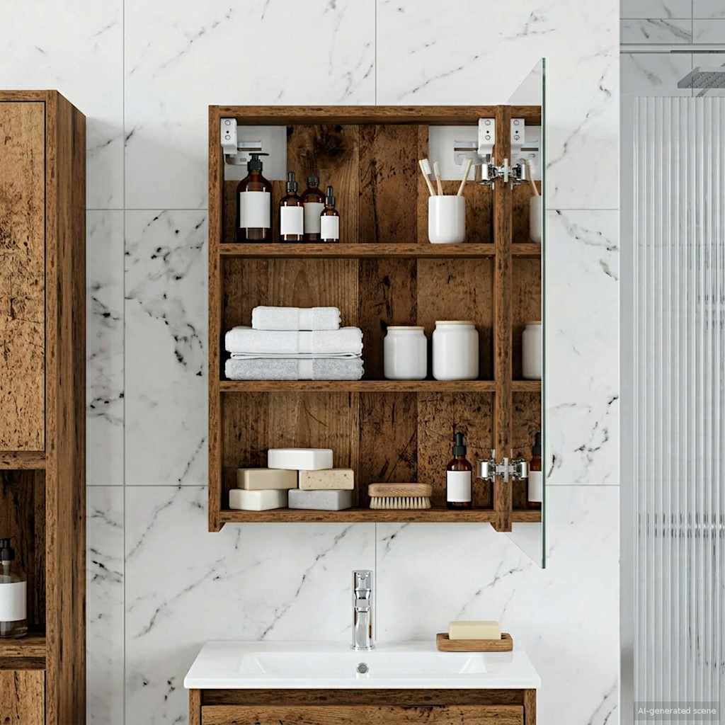 Bathroom Mirror Cabinet Old Wood 40 x 10.5 x 60.5 cm