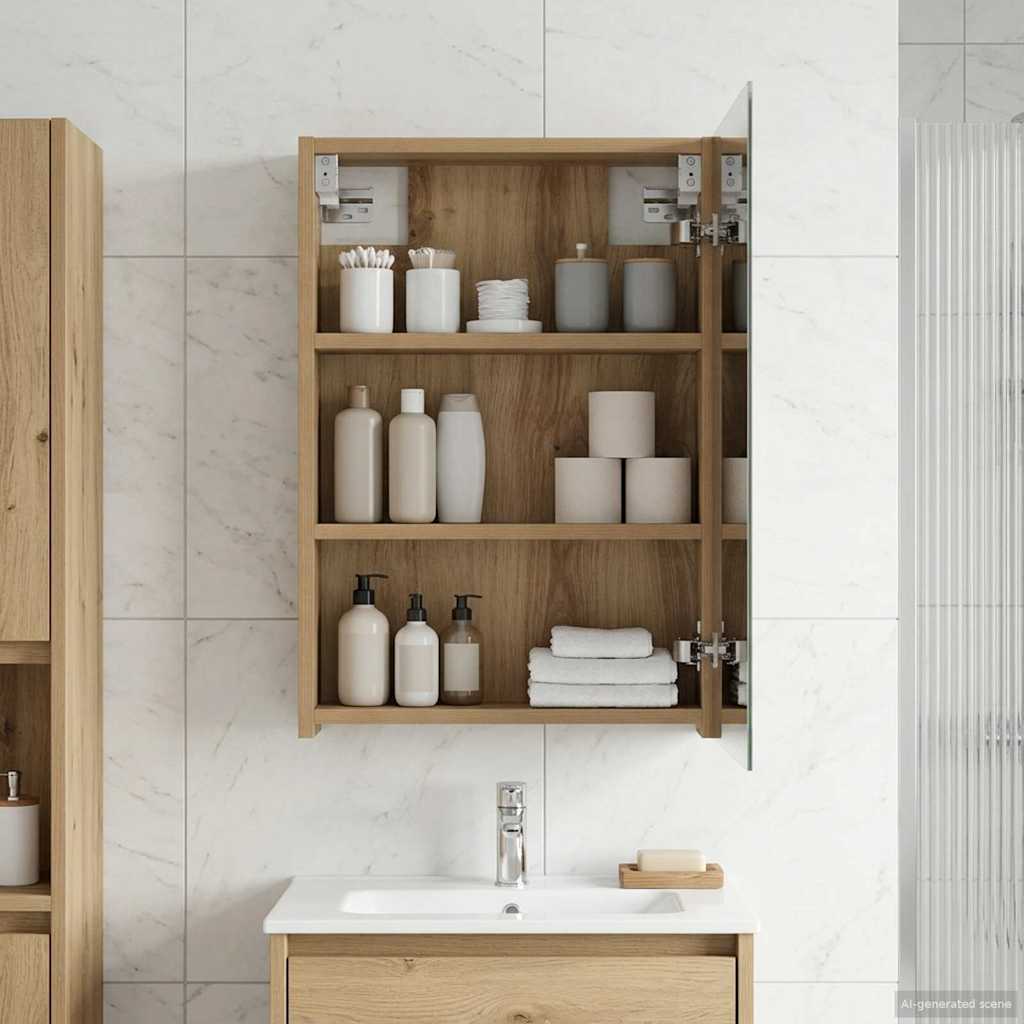 Bathroom Mirror Cabinet Artisian Oak 40 x 10.5 x 60.5 cm