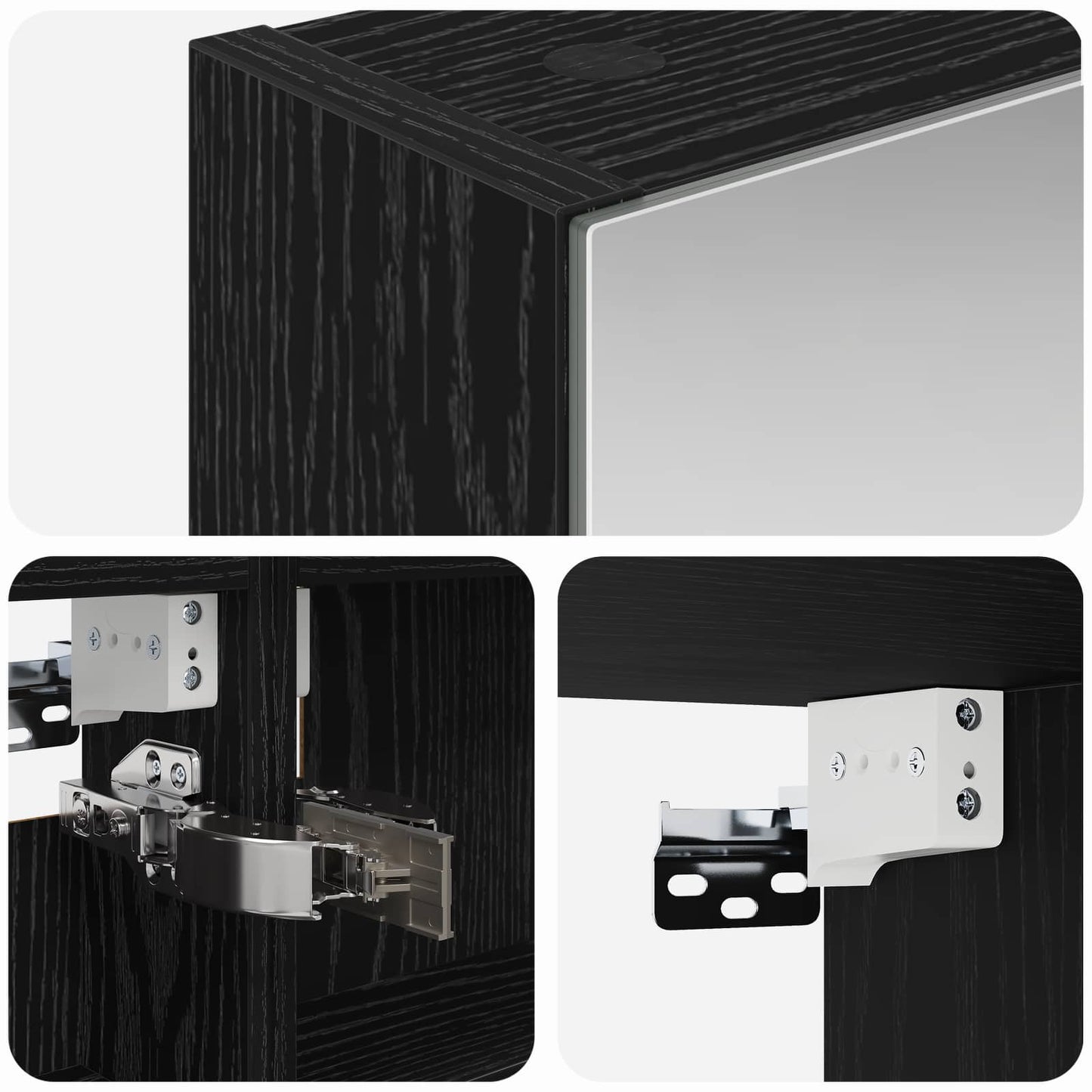 Bathroom Mirror Cabinet Black Oak 40 x 10.5 x 60.5 cm