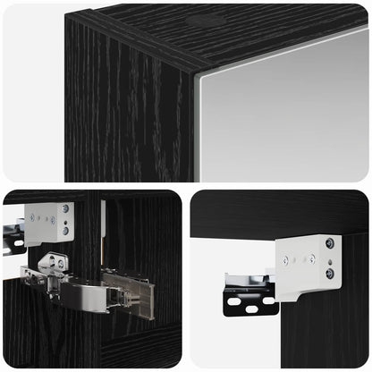 Bathroom Mirror Cabinet Black Oak 40 x 10.5 x 60.5 cm