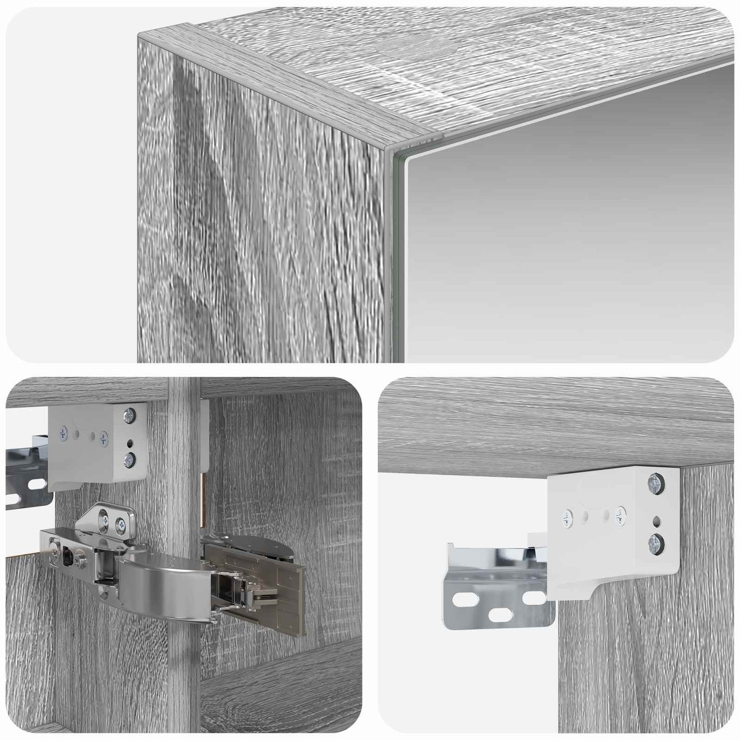 Bathroom Mirror Cabinet Grey Sonoma 40 x 10.5 x 60.5 cm