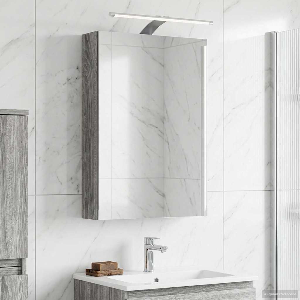 Bathroom Mirror Cabinet Grey Sonoma 40 x 10.5 x 60.5 cm