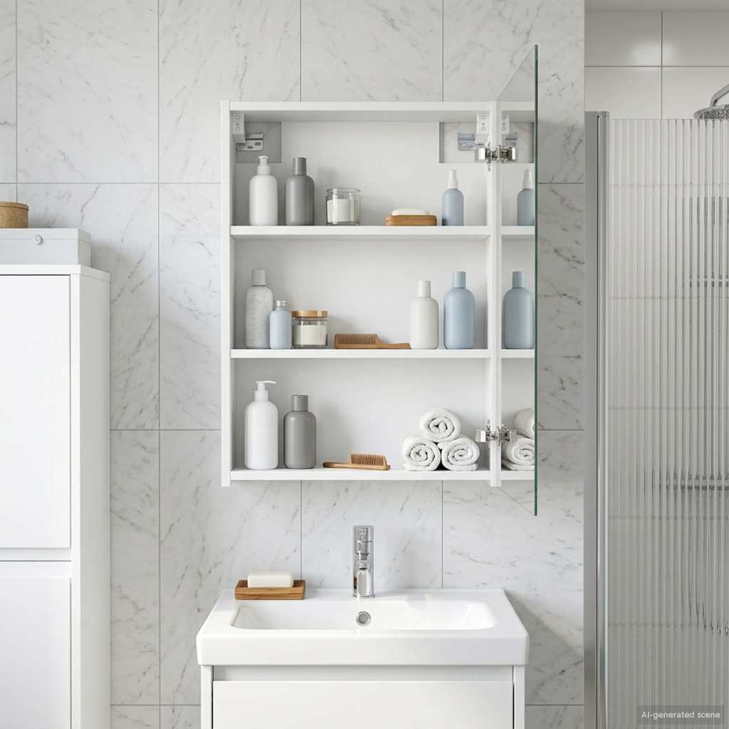 Bathroom Mirror Cabinet White 50 x 14.5 x 70 cm Engineered wood