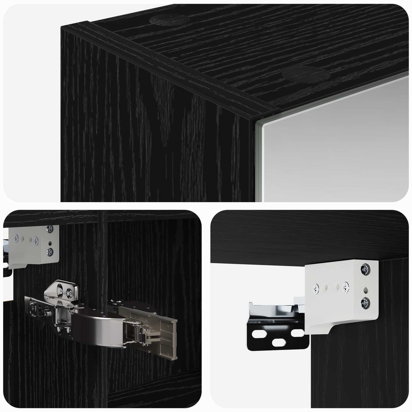Bathroom Mirror Cabinet Black Oak 50 x 14.5 x 70 cm