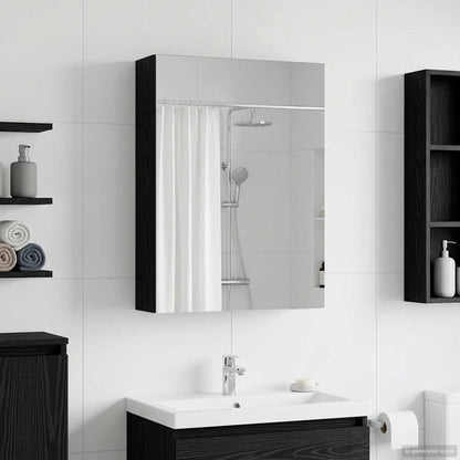 Bathroom Mirror Cabinet Black Oak 50 x 14.5 x 70 cm