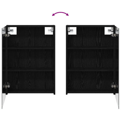 Bathroom Mirror Cabinet Black Oak 50 x 14.5 x 70 cm