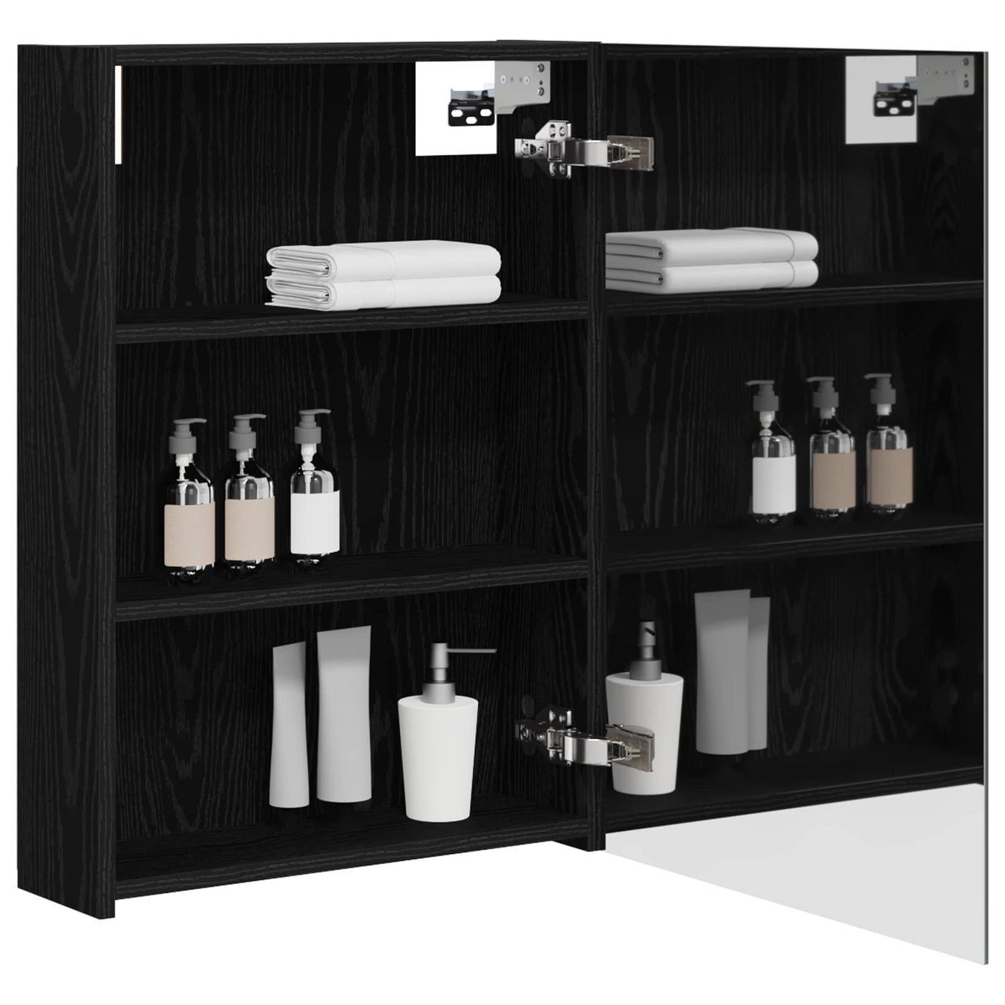 Bathroom Mirror Cabinet Black Oak 50 x 14.5 x 70 cm