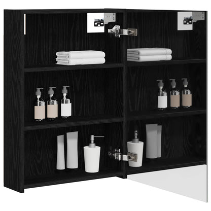 Bathroom Mirror Cabinet Black Oak 50 x 14.5 x 70 cm