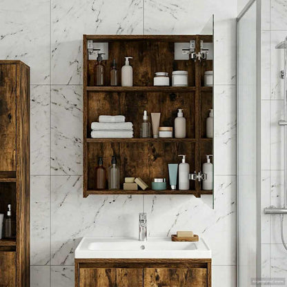 Bathroom Mirror Cabinet Smoked Oak 50 x 14.5 x 70 cm
