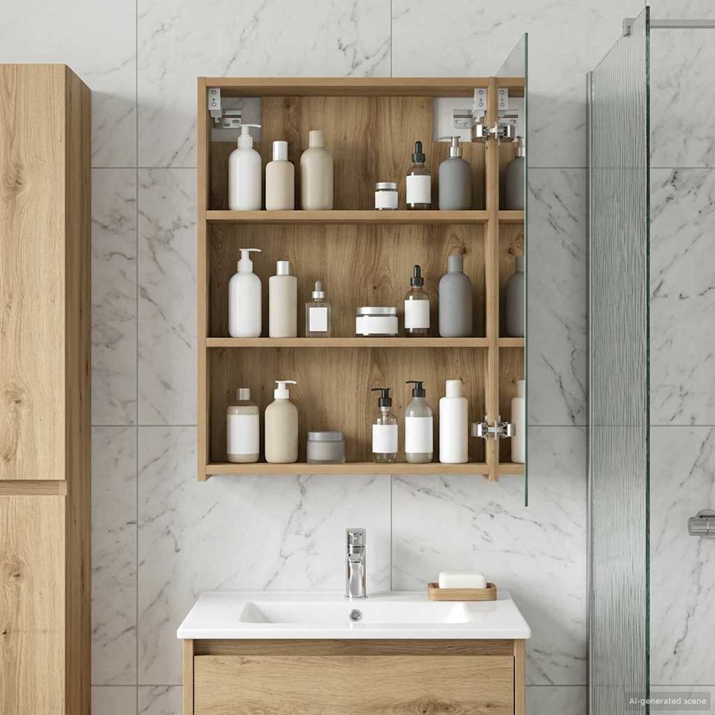 Bathroom Mirror Cabinet Artisian Oak 50 x 14.5 x 70 cm