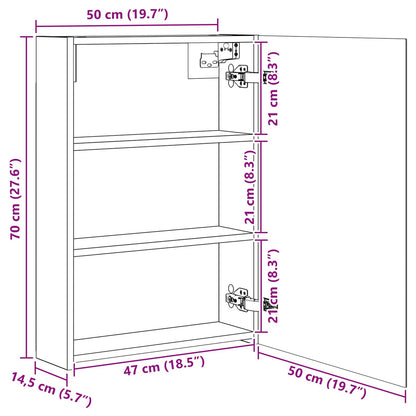Bathroom Mirror Cabinet Artisian Oak 50 x 14.5 x 70 cm