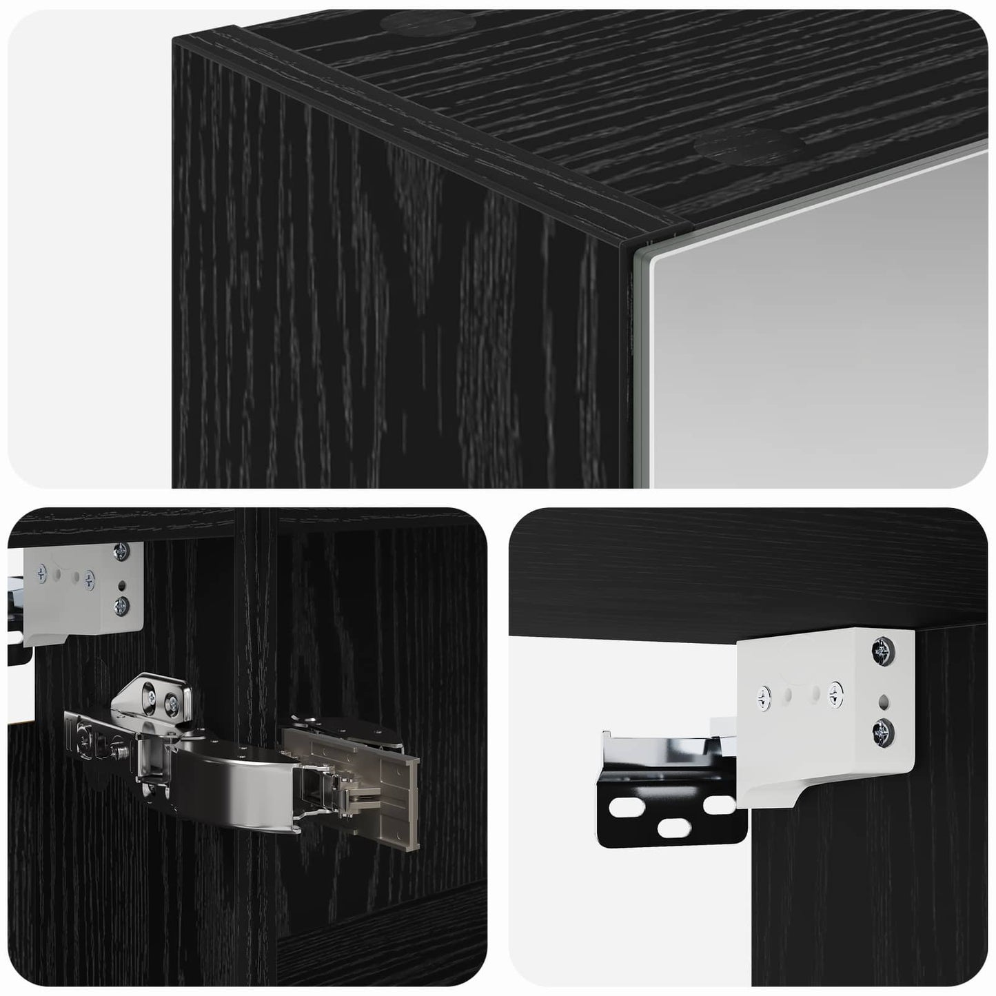 Bathroom Mirror Cabinet Black Oak 50 x 14.5 x 70 cm