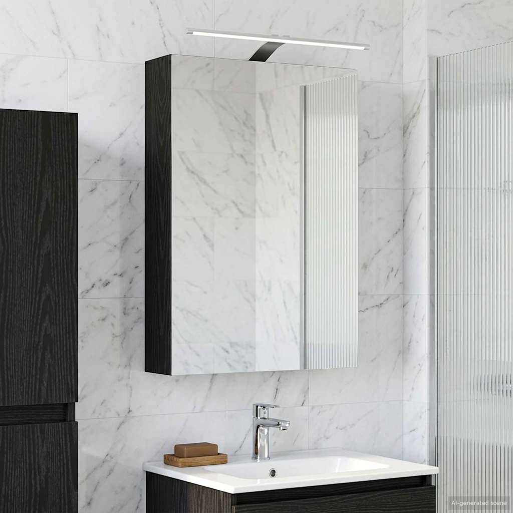 Bathroom Mirror Cabinet Black Oak 50 x 14.5 x 70 cm