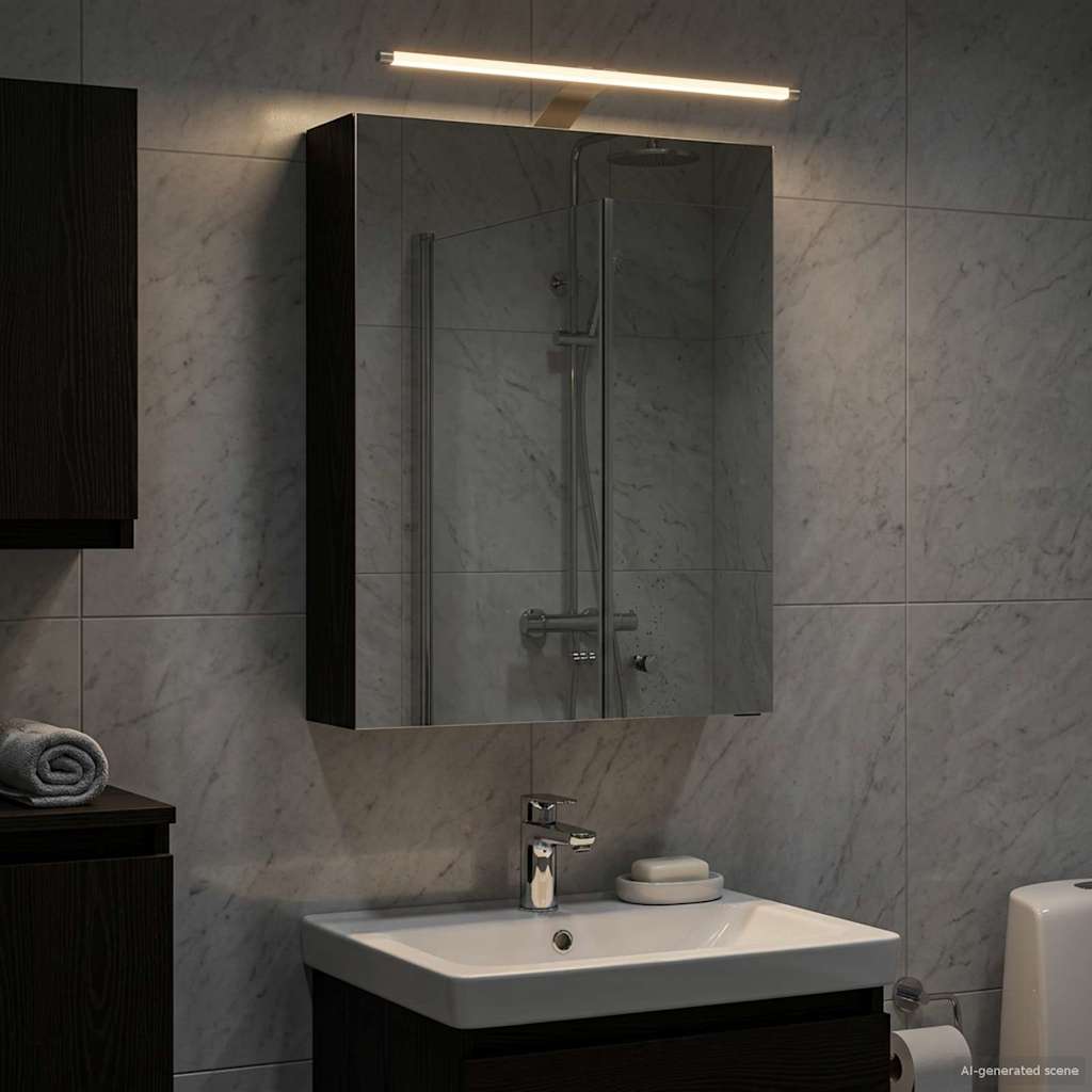 Bathroom Mirror Cabinet Black Oak 50 x 14.5 x 70 cm