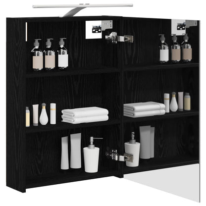 Bathroom Mirror Cabinet Black Oak 50 x 14.5 x 70 cm