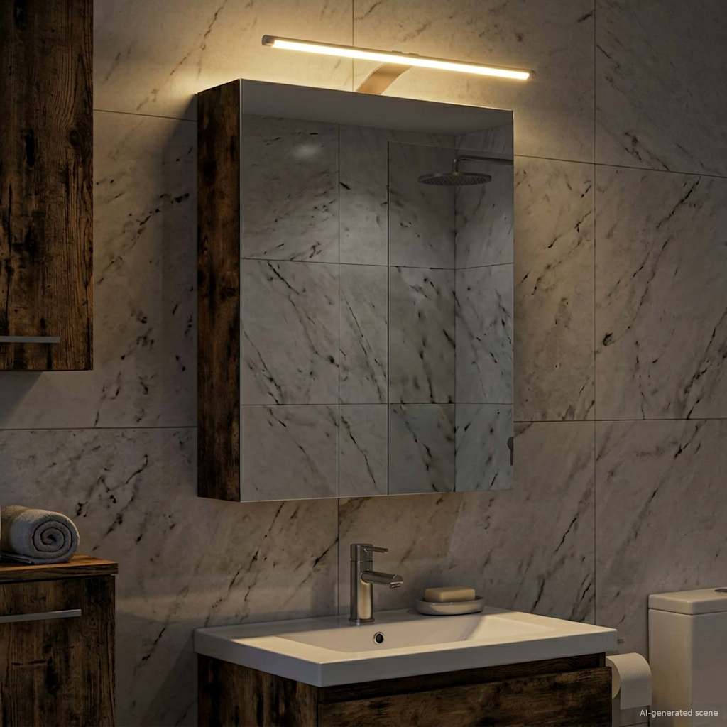 Bathroom Mirror Cabinet Smoked Oak 50 x 14.5 x 70 cm