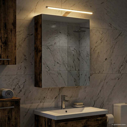Bathroom Mirror Cabinet Smoked Oak 50 x 14.5 x 70 cm