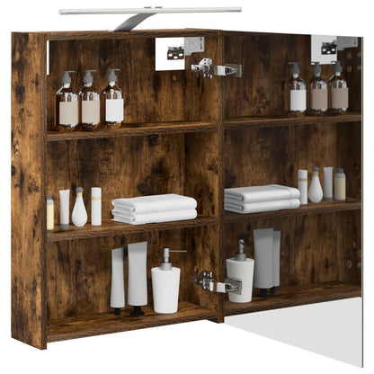 Bathroom Mirror Cabinet Smoked Oak 50 x 14.5 x 70 cm