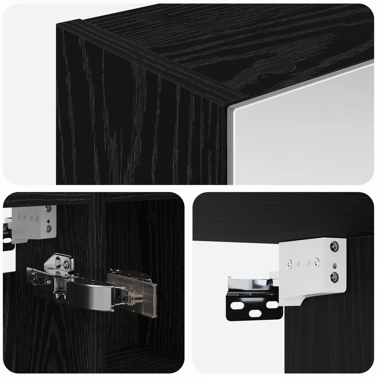 Bathroom Mirror Cabinet Black Oak 60 x 14.5 x 70 cm