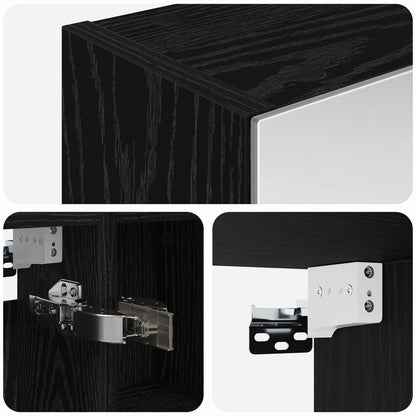 Bathroom Mirror Cabinet Black Oak 60 x 14.5 x 70 cm